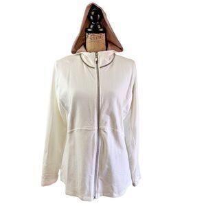 PAOLA PRATA Women's  White Full Zip Cotton Sweatshirt Hoodie Sz L Italy